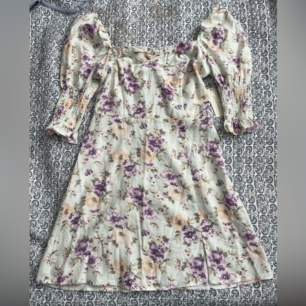 Floral Mini Dress with Puff Sleeves